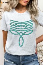 Turquoise Stone Boot Stitch Graphic T-Shirt: Stylish & Unique Design for Fashionable Individuals