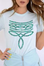 Turquoise Stone Boot Stitch Graphic T-Shirt: Stylish & Unique Design for Fashionable Individuals