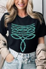 Turquoise Stone Boot Stitch Graphic T-Shirt: Stylish & Unique Design for Fashionable Individuals