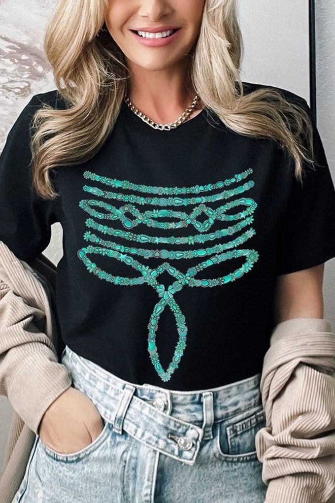 Turquoise Stone Boot Stitch Graphic T-Shirt: Stylish &Amp; Unique Design For Fashionable Individuals