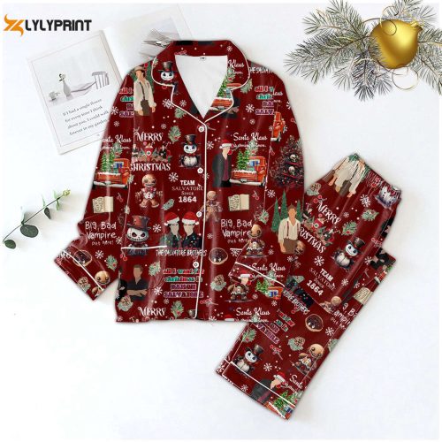 TVD Christmas Button Down Pajamas LA: Festive Sleepwear for a Stylish Holiday!