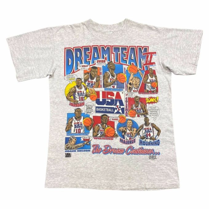 Vintage Usa Basketball Dream Team 2 Tshirt 90S Sports Grey Single Stitch Vtg