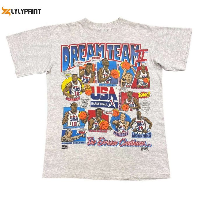 Vintage Usa Basketball Dream Team 2 Tshirt 90S Sports Grey Single Stitch Vtg