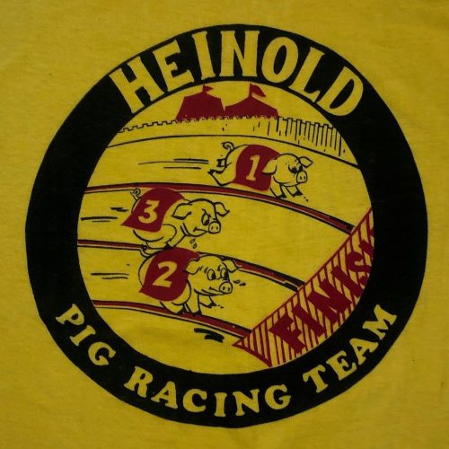 Vintage 1970s Heinold Pig Racing Team T-Shirt Soft Thin 70s Single Stitch