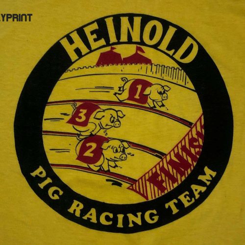 Vintage 1970s Heinold Pig Racing Team T-Shirt Soft Thin 70s Single Stitch