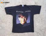 Vintage 1990s Elton John Made In England Black Concert Tour T-Shirt – Hipster Swag Single Stitch