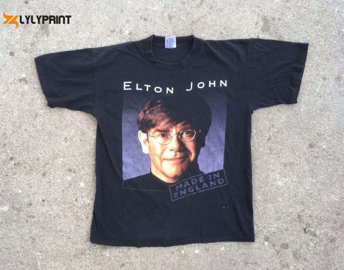 Vintage 1990S Elton John Made In England Black Concert Tour T-Shirt – Hipster Swag Single Stitch