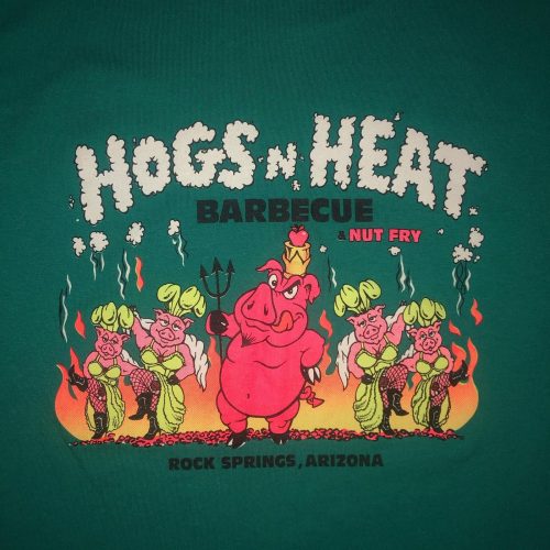 Retro 90s Hogs N Heat BBQ T-Shirt: Nut Fry Arizona Tourist Rock Springs Single Stitch 1990s