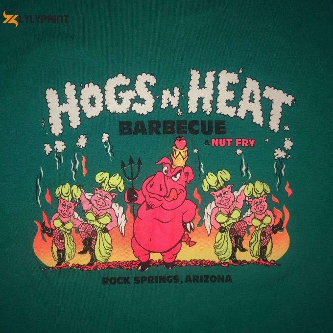 Retro 90S Hogs N Heat Bbq T-Shirt: Nut Fry Arizona Tourist Rock Springs Single Stitch 1990S