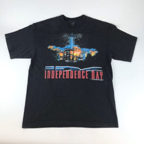 Vintage 90S Black T-Shirt Single Stitch Independence Day 1996 – 90S Streetwear w Free Shipping