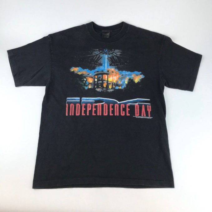 Vintage 90S Black T-Shirt Single Stitch Independence Day 1996 – 90S Streetwear W Free Shipping