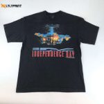 Vintage 90S Black T-Shirt Single Stitch Independence Day 1996 – 90S Streetwear w Free Shipping