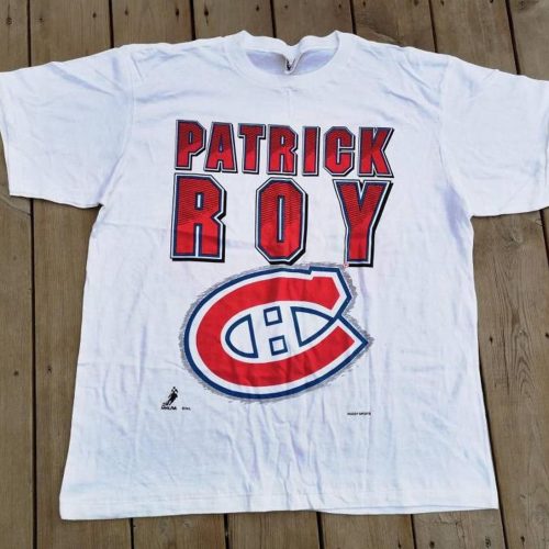 Vintage Rare 90 s Patrick Roy 33 Shirt – Montreal Canadiens Double Sided Tee Made in Canada by Woody Sports