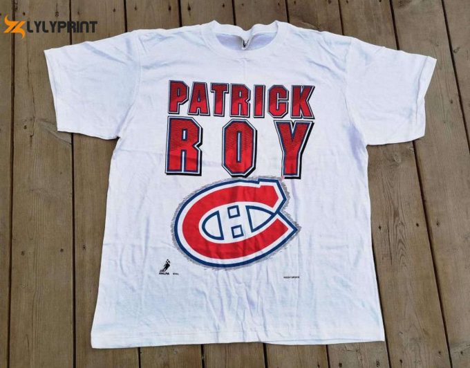 Vintage Rare 90 S Patrick Roy 33 Shirt – Montreal Canadiens Double Sided Tee Made In Canada By Woody Sports