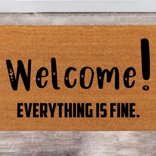 Welcome Everything is Fine: Last Name Monogram Rug – Funny Christmas Doormat Ideal Closing Gift