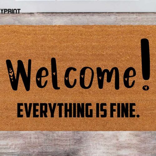 Welcome Everything is Fine: Last Name Monogram Rug – Funny Christmas Doormat Ideal Closing Gift