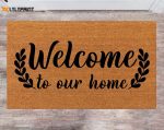 Personalized Christmas Rug: Welcome Pet Lovers to Our Home with Last Name Doormat – Perfect New Year Gift!