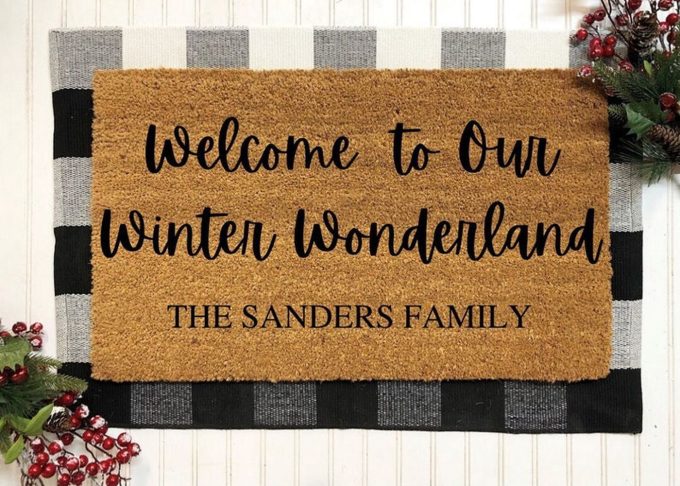 Personalized Winter Wonderland Door Mat: Festive Christmas Doormat