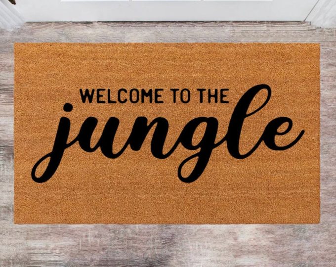 Welcome To The Jungle: Personalized Front Door Rug Monogram &Amp; Funny Doormat – Perfect Closing &Amp; Christmas Gift