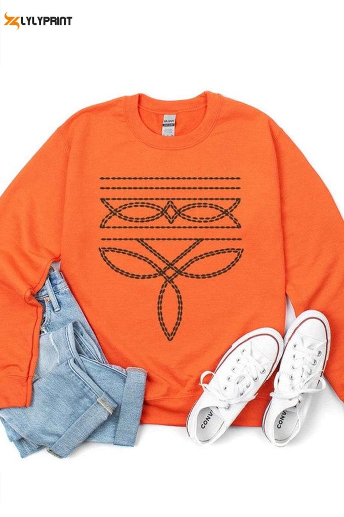 Stylish Western Boot Stitch Sweatshirt – Trendy &Amp;Amp; Comfortable Apparel