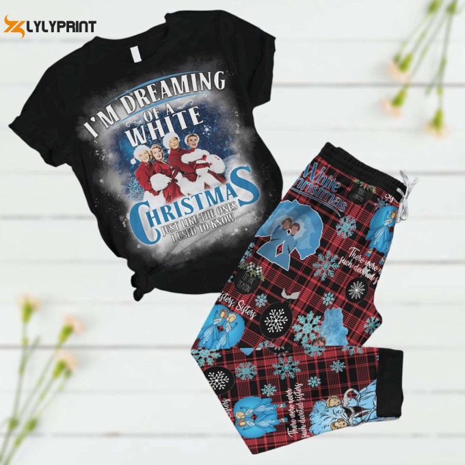 White Christmas Pajamas Set – Dreaming Of A White Holiday! Xmas Movie 1954 Pants – Perfect Christmas Gift