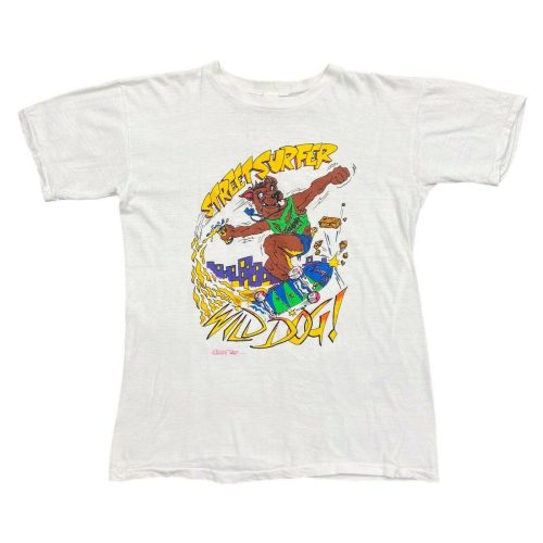 Vintage 90s Single Stitch Wild Dog Street Surfer Tshirt Retro Skate Vtg Illustration