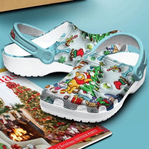 Christmas Tree Pastel Blue Clogs – Winnie The Pooh and Friends Decor for Kids & Adults