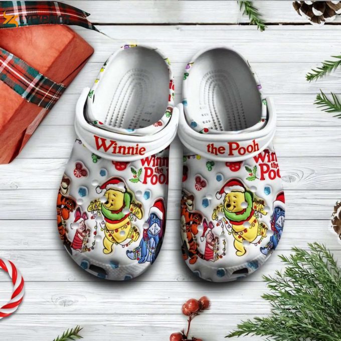 Winnie The Pooh Christmas White Clogs – Festive Decor For Kids &Amp;Amp; Adults