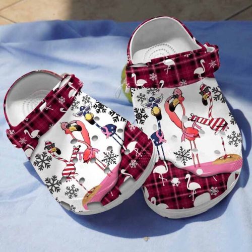 Stylish Winter Flamingo Breast Cancer Awareness Clogs – Perfect Gifts for Girls on Birthday & Christmas