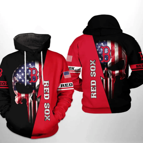 Show Your Team Spirit with Boston Red Sox MLB US Flag Skull 3D Hoodie Zipper Hoodie AOP Shirt