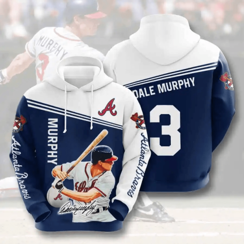 Authentic MLB Atlanta Braves Dale Murphy Hoodie Shirt: 3D AOP Design USA Sports Baseball