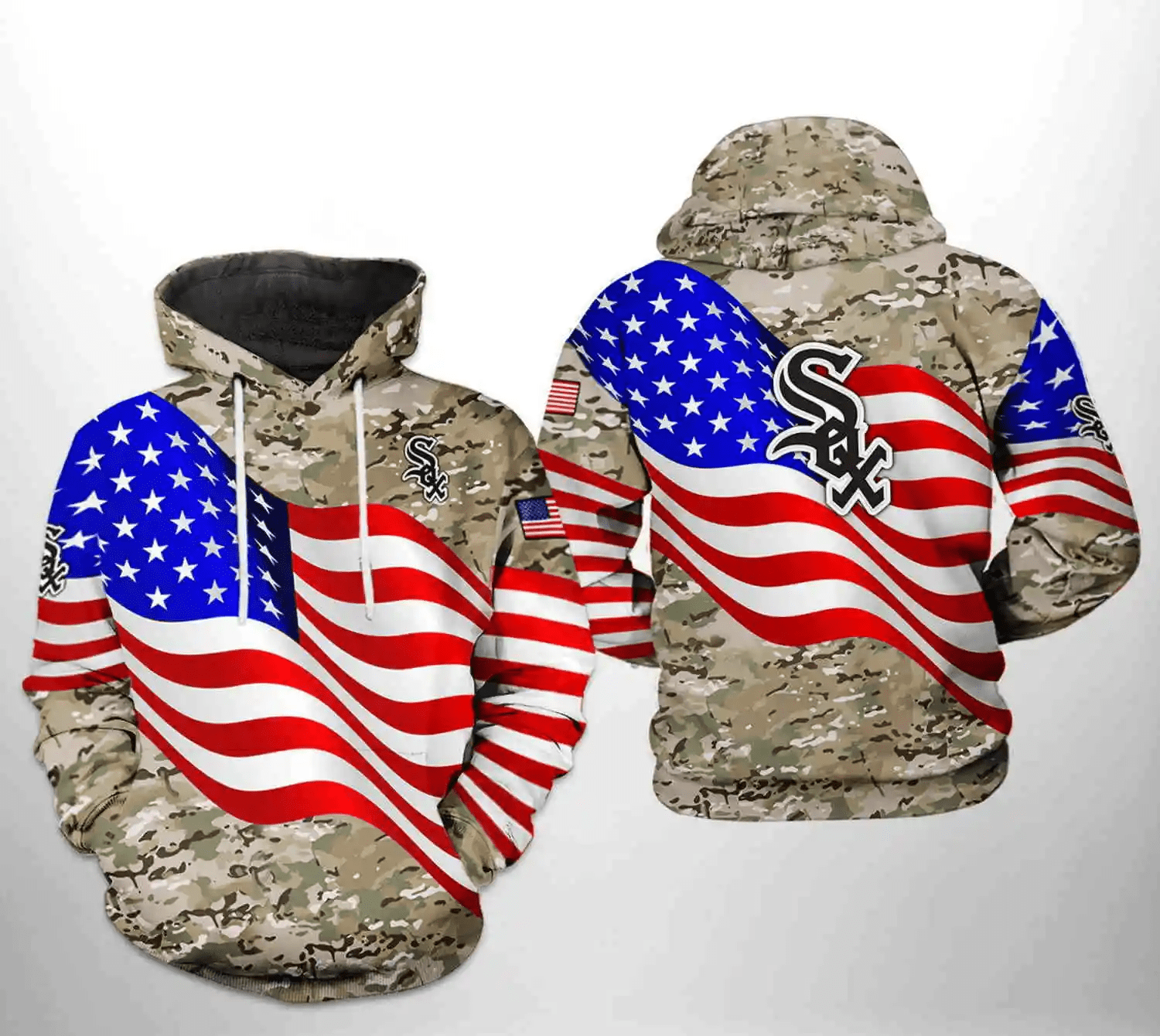 Show Your Support with Chicago White Sox MLB Veteran 3D Hoodie – US Flag Camo AOP Shirt Show Your Support with Chicago White Sox MLB Veteran 3D Hoodie – US Flag Camo AOP Shirt