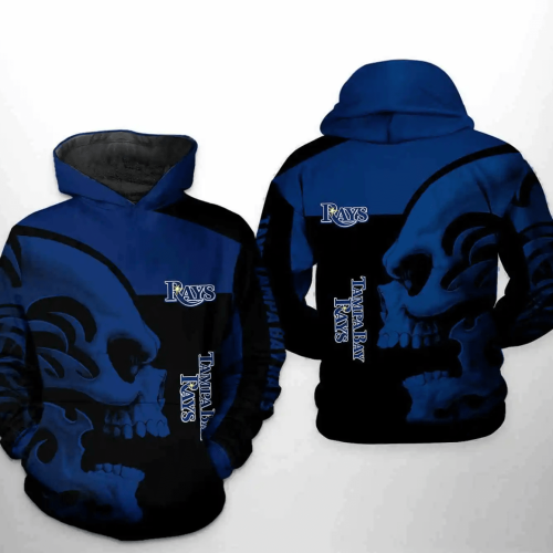 Stylish Tampa Bay Rays 3D Skull Hoodie with Zipper – MLB AOP Shirt