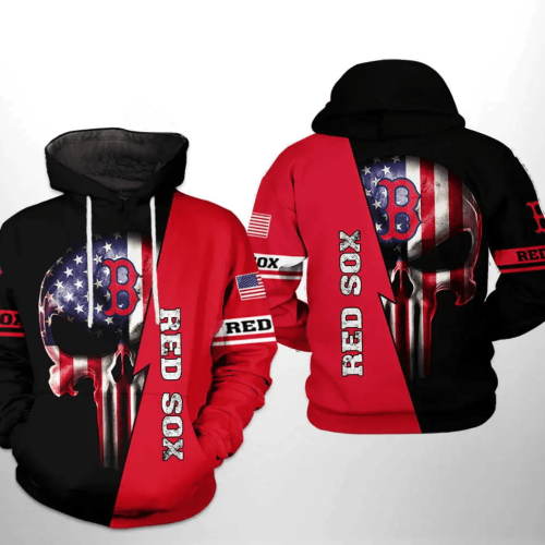 Show Your Red Sox Pride with this 3D Hoodie AOP Shirt – Boston MLB US Flag Skull