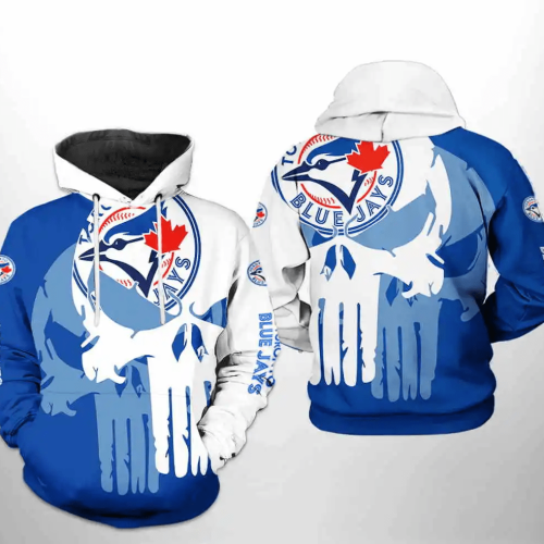 Toronto Blue Jays 3D Skull Hoodie Zipper AOP Shirt – Official MLB Team Gear