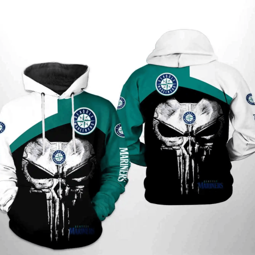 Seattle Mariners MLB Skull Punisher 3D Hoodie Zipper – A Trendy & Unique Mariners Hoodie