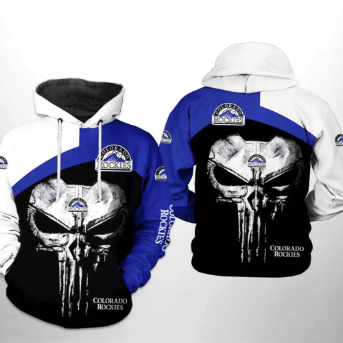 Colorado Rockies MLB Skull Punisher 3D Hoodie – Stylish Zipper AOP Shirt