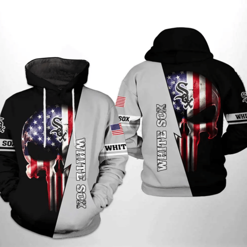 Show Your Team Spirit with Chicago White Sox MLB US Flag Skull 3D Hoodie – A Unique AOP Shirt!