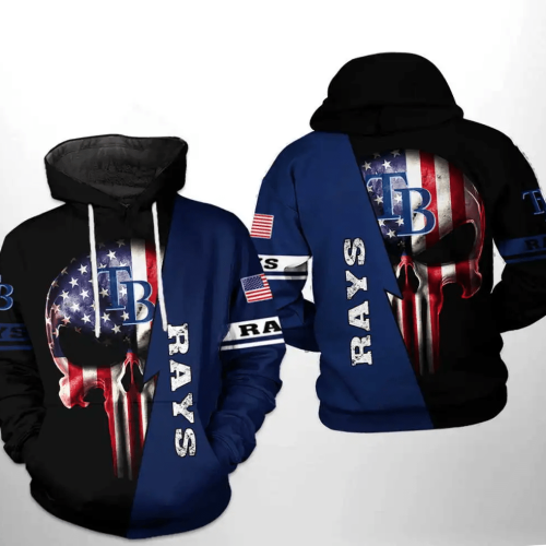 Show Your Team Spirit with Tampa Bay Rays MLB US Flag Skull 3D Hoodie Zipper Hoodie AOP Shirt