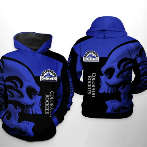 Colorado Rockies MLB Skull 3D Zip Hoodie – Stylish AOP Shirt for True Fans