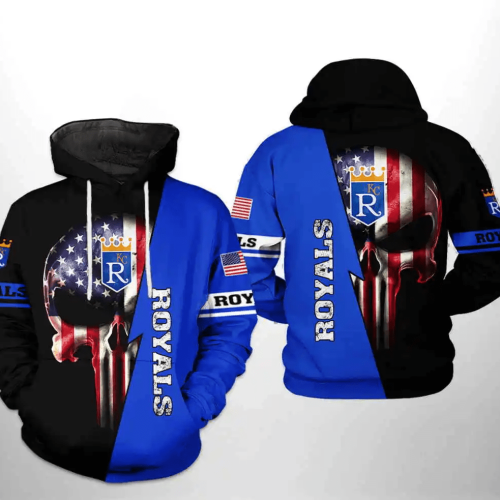 Kansas City Royals US Flag Skull 3D Zip Hoodie – Official MLB AOP Shirt