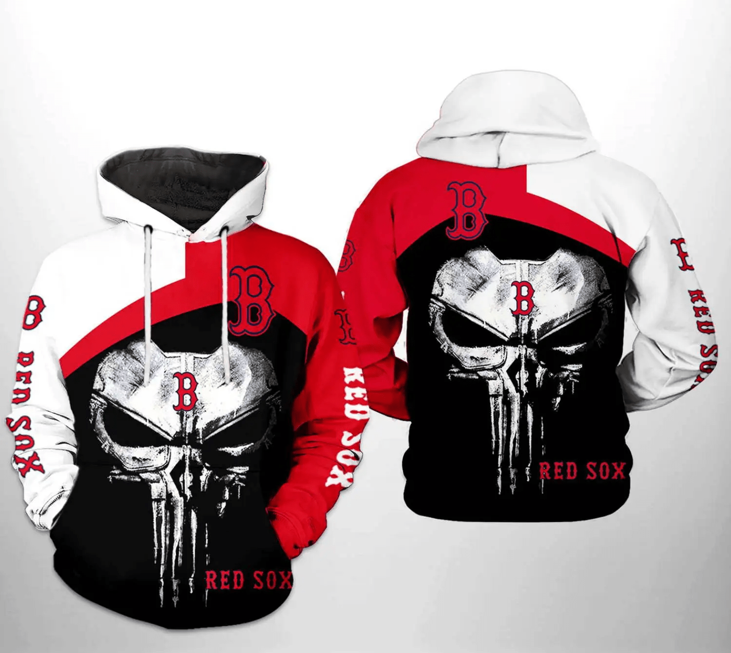 Stylish Boston Red Sox Skull Punisher 3D Hoodie Zipper – MLB AOP Shirt Stylish Boston Red Sox Skull Punisher 3D Hoodie Zipper – MLB AOP Shirt