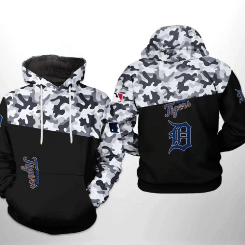 Shop the Detroit Tigers MLB Camo Veteran 3D Hoodie Zipper Hoodie AOP Shirt for Unique Style