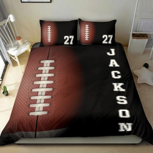 Custom Football Duvet Cover Set – Personalized Bedding with Player Name & Number Football Ball Pattern for Ultimate Fan
