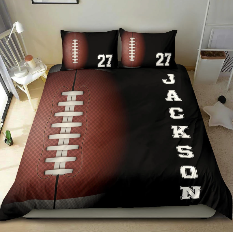 Custom Football Duvet Cover Set – Personalized Bedding with Player Name & Number Football Ball Pattern for Ultimate Fan Custom Football Duvet Cover Set – Personalized Bedding with Player Name & Number Football Ball Pattern for Ultimate Fan