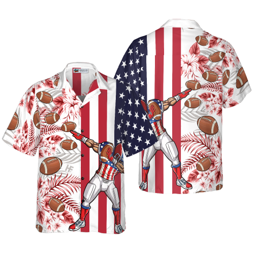 Dabbing Football American Flag Hawaiian Shirt – Tropical Print for Sports Enthusiasts