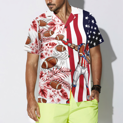 Dabbing Football American Flag Hawaiian Shirt – Tropical Print for Sports Enthusiasts