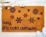 Winter Christmas Doormat: Baby It s Cold Outside! Festive Outdoor Decor Coir Door Mat
