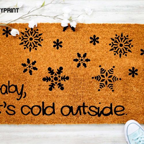 Christmas Coir Doormat: Baby It s Cold Outside! Winter Outdoor Decor for Porch