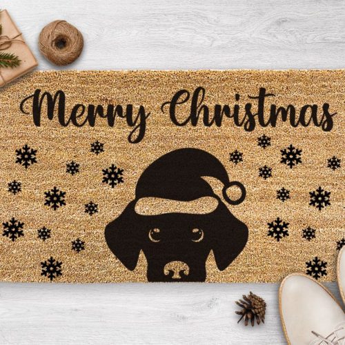 Christmas Black Labrador Doormat: Perfect Dog Gift for Her Festive Christmas Decor & Welcome Mat